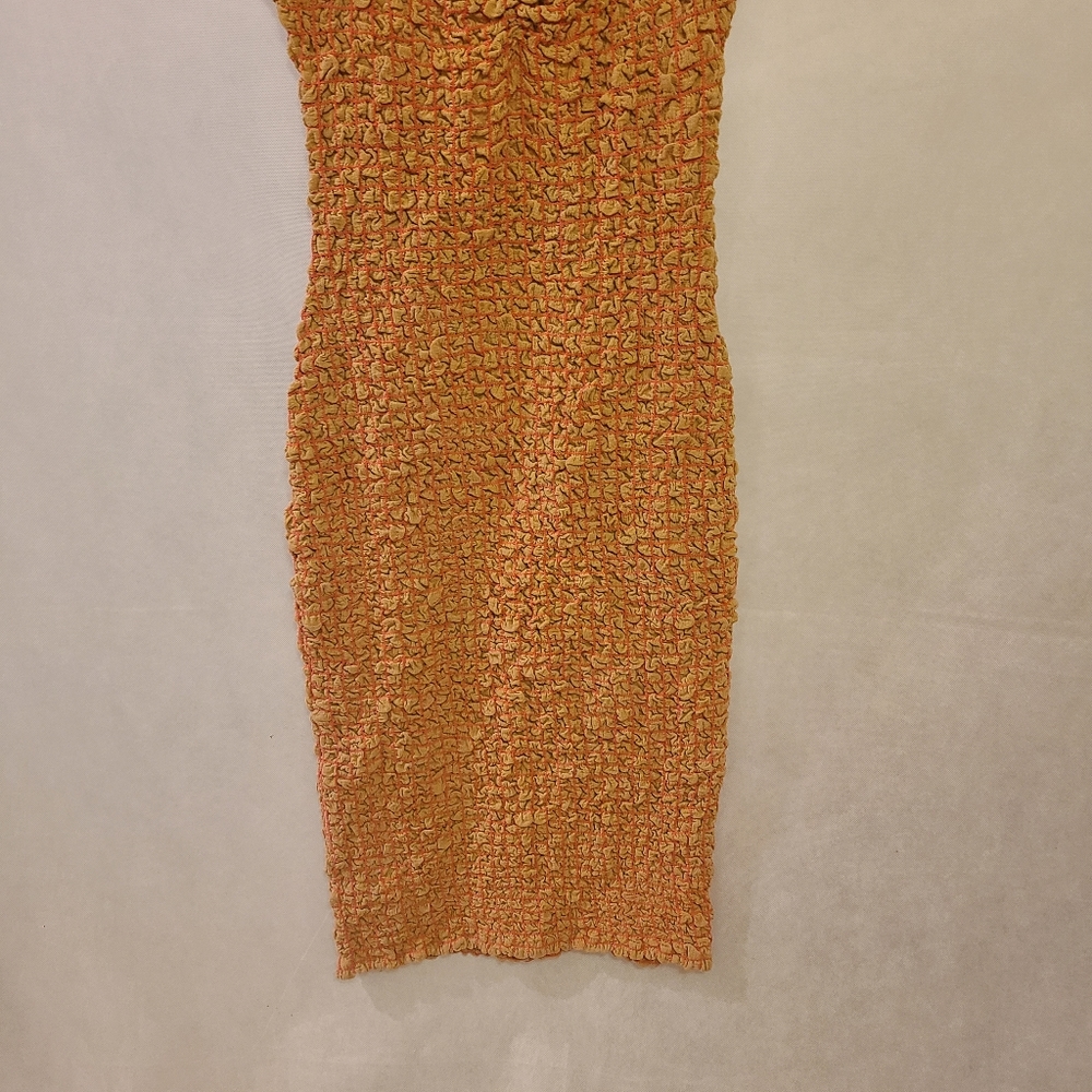 COPY - Free People Women's Set The Bar Smocked Midi Bodycon Dress in Iced Coffe… - Picture 9 of 10
